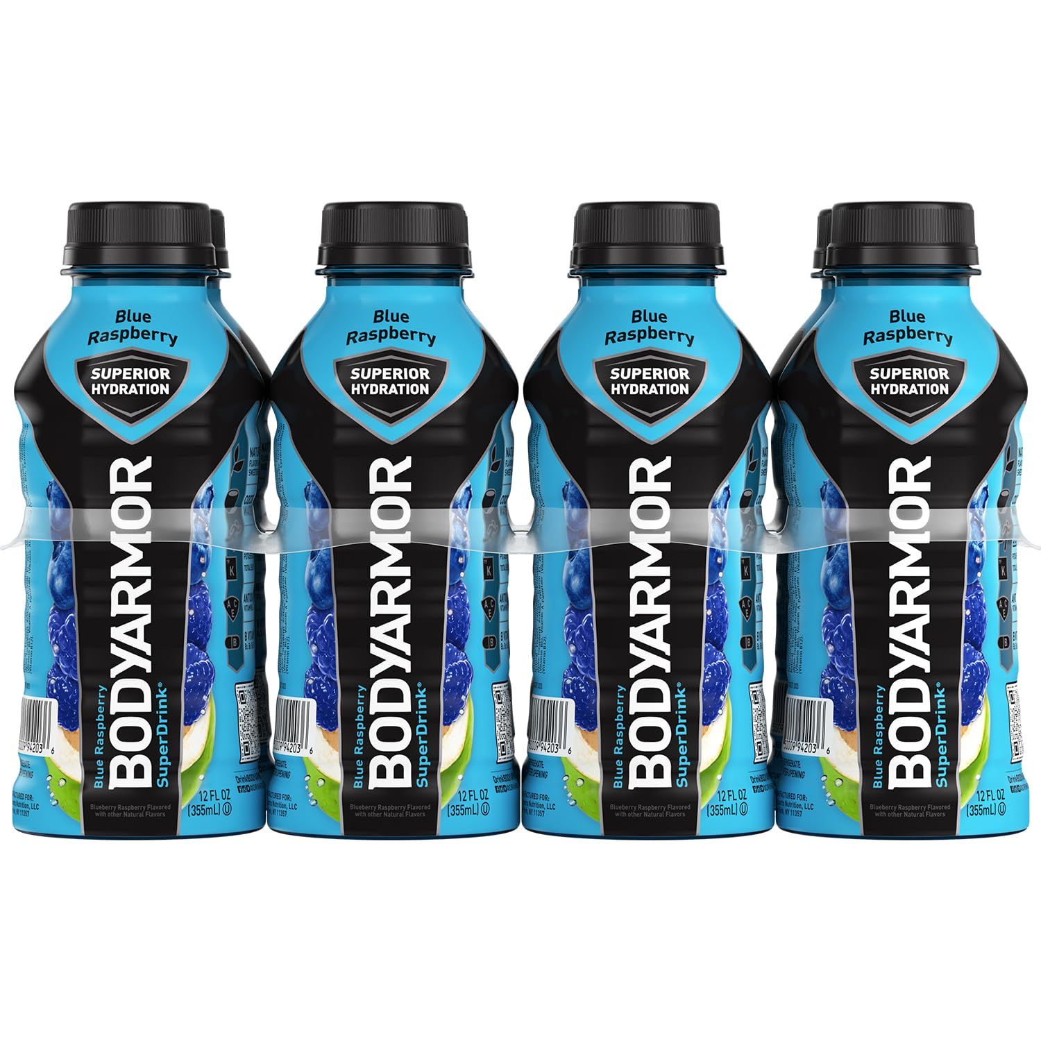 BODYARMOR Sports Drink Sports Beverage, Blue Raspberry, Natural Flavors With Vitamins, Potassium-Packed Electrolytes, No Preservatives, Perfect For Athletes, 12 ounce (Pack of 8)
