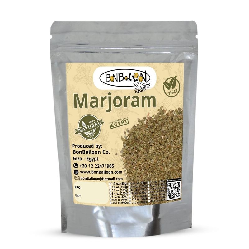 Marjoram Dried Origanum Majorana Natural Herbal Herb Leaves Leaf Egyptian Egypt Arab Arabic Arabian Herbals Herbs No Additives Non GMO Spice Seasoning Mediterranean Kosher Halal 8.82 oz / 250 gm