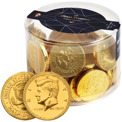 Albert Premier Belgian Chocolate Coins - 48 Individually Wrapped Gold Coins, Kosher Certified Milk Chocolate Treats - For Holidays, Celebrations, Easter candy, and Gifting