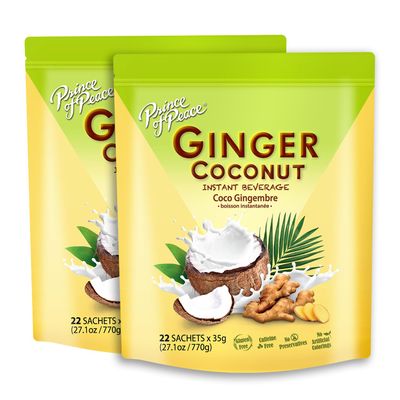 Prince of Peace Ginger Coconut Instant Beverage 22 Sachets  Instant Hot or Cold Beverage that Soothes Throat  Easy to Brew  Caffeine and Gluten Free  Real Coconut and Fresh Ginger  Rich and Creamy 2