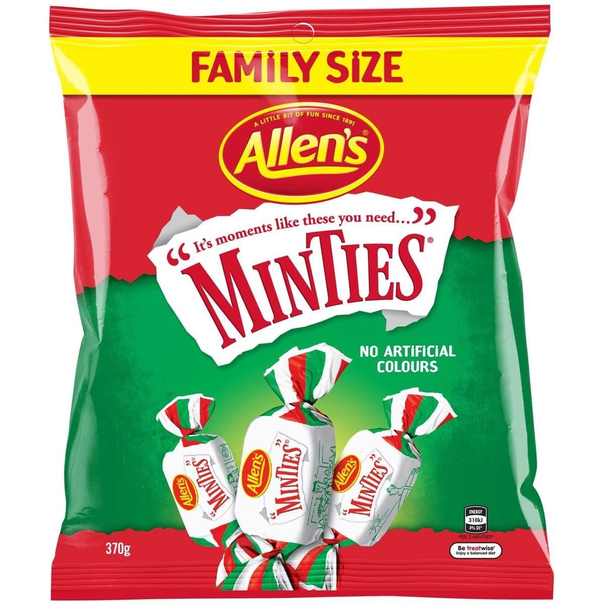 Allen&#39;s Minties 370g Family Size (Made in Australia)