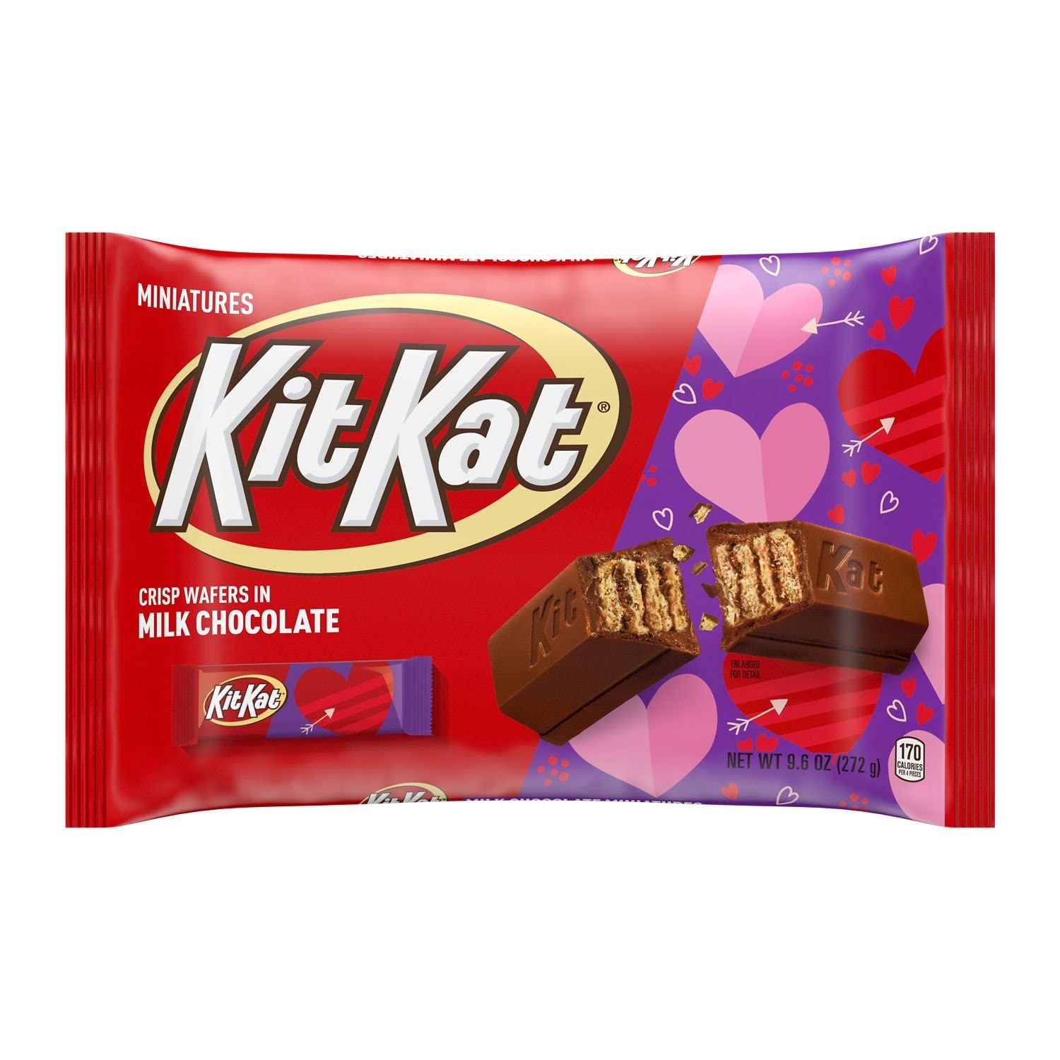 KIT KAT Miniatures Milk Chocolate Wafer, Valentine&#39;s Candy Bag, 9.6 oz