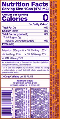 G Fuel Orange Vibe Energy Drink, Sugar Free, Healthy Drinks, Zero Calorie, 300 mg Caffeine per Carbonated Can, Orange Creamsicle Flavor, Focus Amino, Vitamin + Antioxidants Blend - 12 Pack