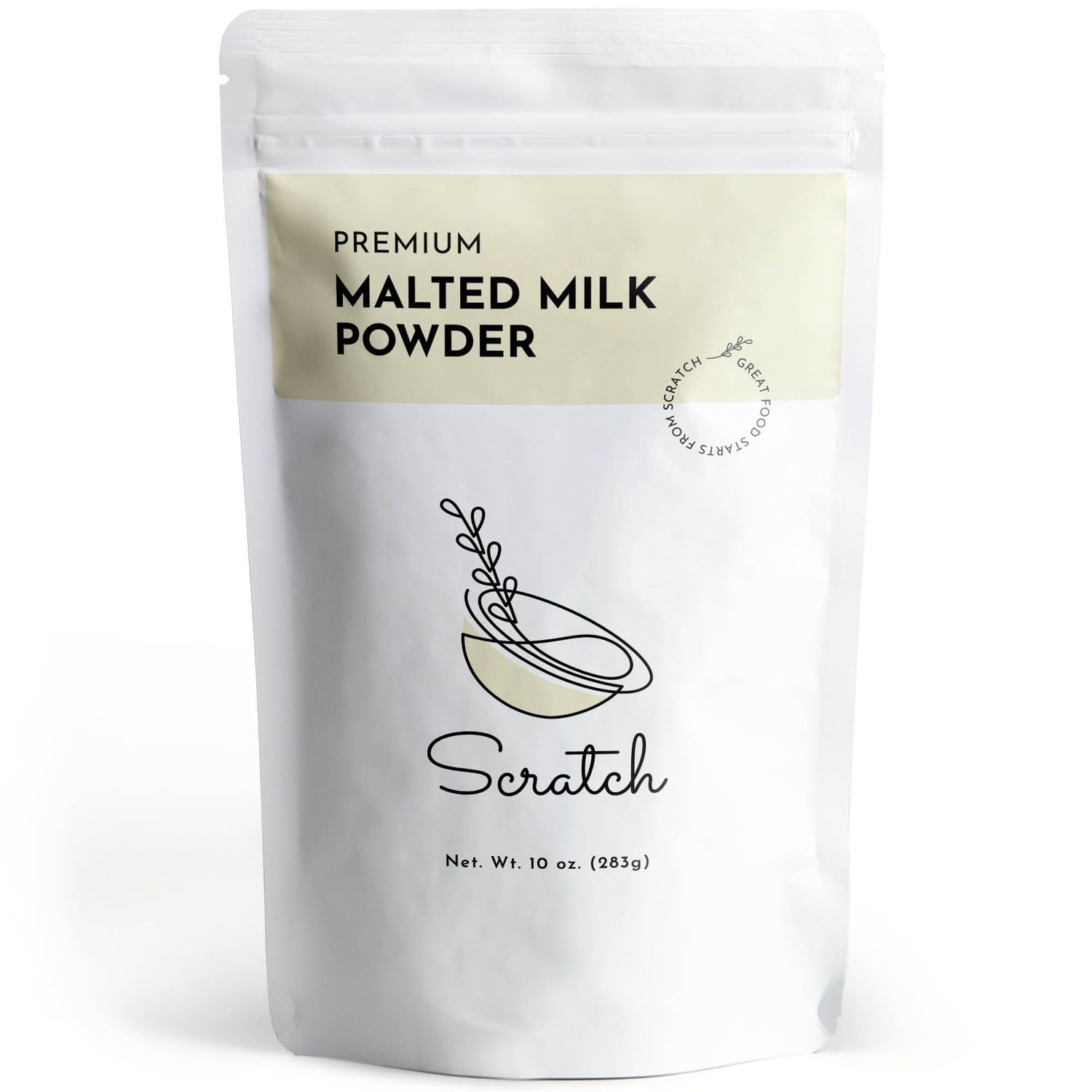 Scratch Malted Milk Powder - (10oz) Perfect for Milkshakes &amp; Baking, Classic Diner-Style Flavor, Resealable Pouch