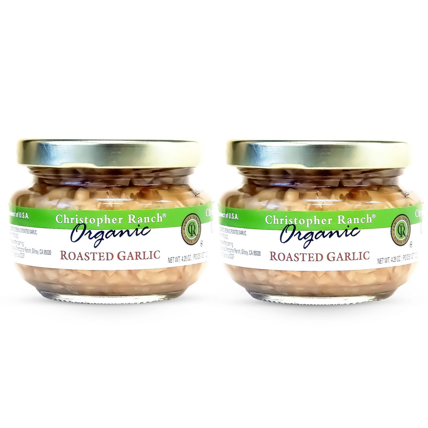 Christopher Ranch Organic Minced Roasted Garlic in Water USDA Organic Garlic Versatile Cooking Salad Dressings &amp; Culinary Creations Made in USA Fresh Flavorful Minced Garlic in jar - 4.25 oz Pack of 2