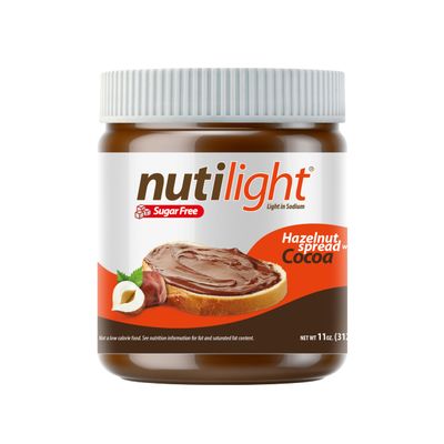 Nutilight, Hazelnut Spread with Cocoa, Sugar Free, Keto and Diabetic Friendly, Low Net Carb, Non-GMO, Naturally Sweetened with Stevia. (1 Jar, 11 oz)