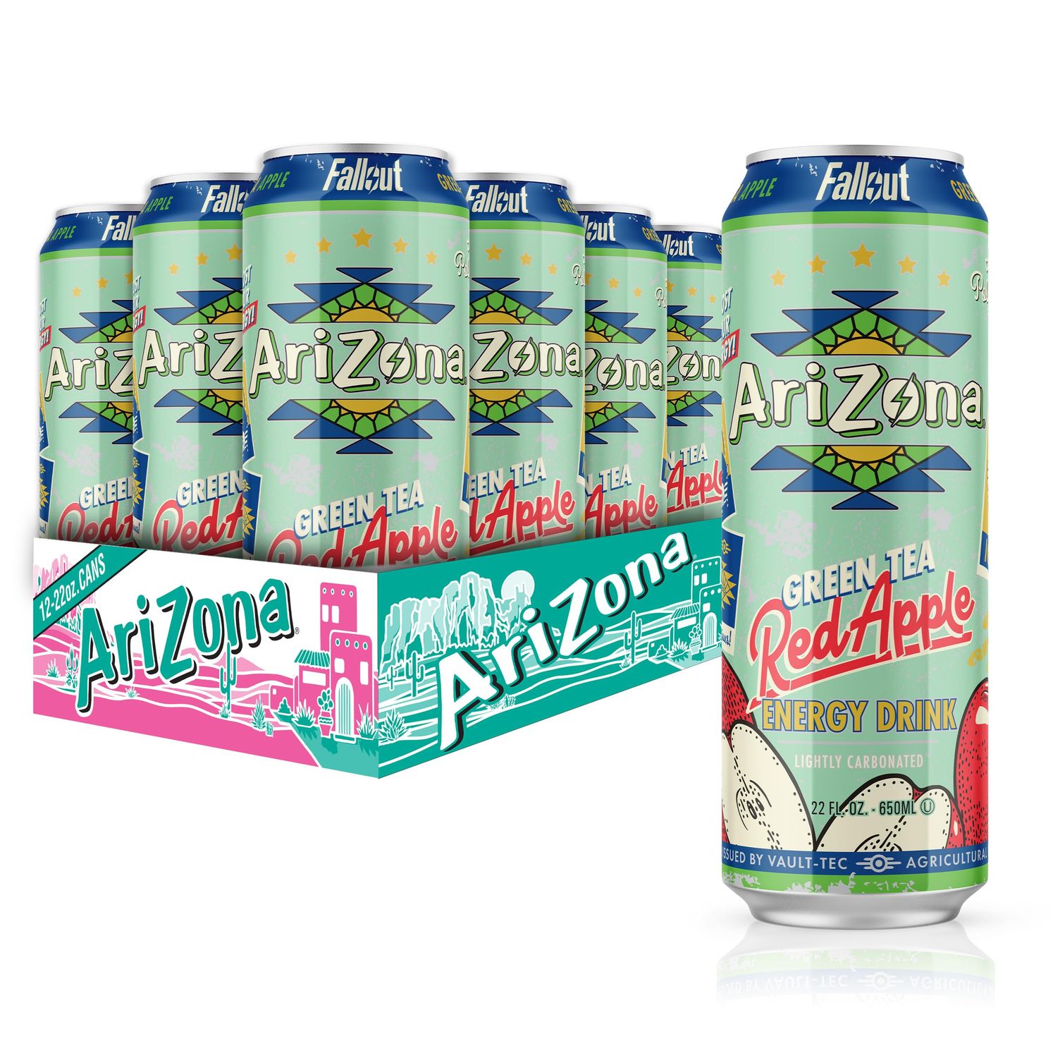 AriZona x Fallout Red Apple Green Tea Energy Drink - 234mg Natural Caffeine per Can