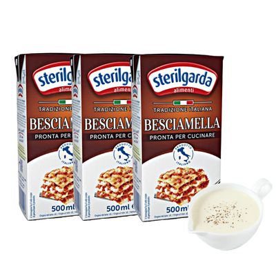 Sterilgarda Italian Bchamel Sauce Ready to Use | 16.9 fl oz (500ml) - Pack of 3