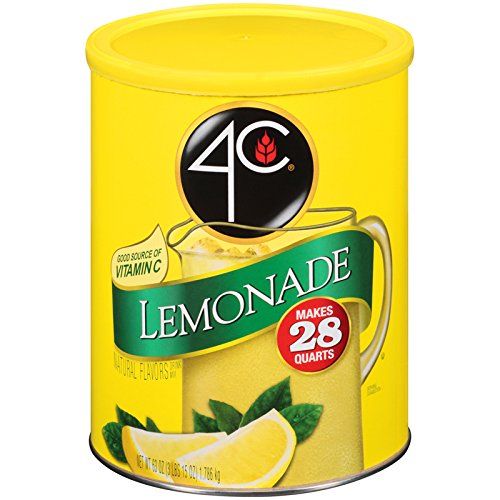4C Powdered Drink Mix Cannisters, Lemonade, 28 Quarts, Family Sized Cannister, Thirst Quenching &amp; Refreshing Flavors (Lemonade, 58.0 Ounce (Pack of 1))