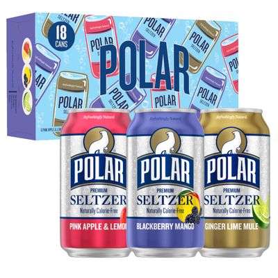 Polar Seltzer Water Newbies Variety Pack, 12 fl oz cans, 18 pack