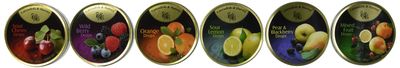 Cavendish &amp; Harvey | Variety Flavor Hard Candy Drops | Sour Cherry, Wild Berry, Orange, Sour Lemon, Pear &amp; Blackberry, Mixed Fruit | 5.3 Ounce Tins - 6 Pack