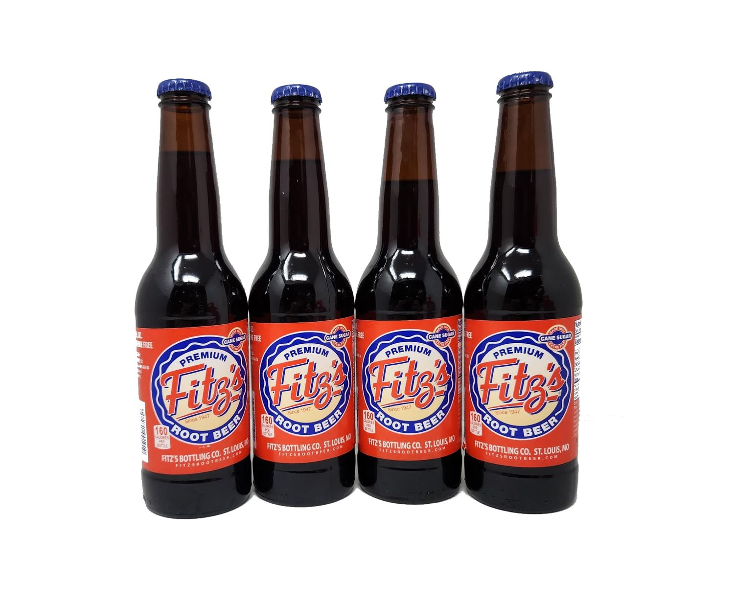 Premium Fitz&#39;s Soda Pop 12oz Glass Bottle Pack of 4 Soft Drink Fitz Fitzs (Regular Rootbeer Root Beer)
