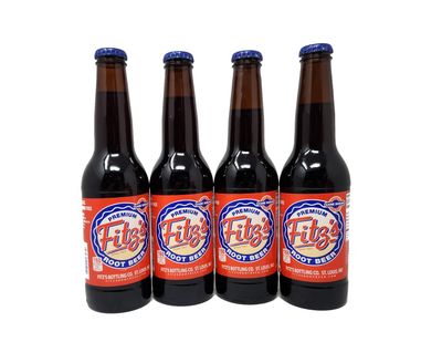 Premium Fitz&#39;s Soda Pop 12oz Glass Bottle Pack of 4 Soft Drink Fitz Fitzs (Regular Rootbeer Root Beer)