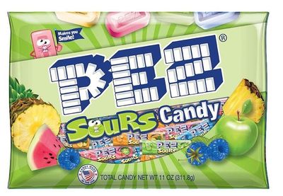 Bulk Sour Candies Refill Bags, Pineapple, Green Apple, Blue Raspberry, and Watermelon Hard Candy Sours 11oz. Bag of Sour Fruit Candy Refills (approx 36 per bag)