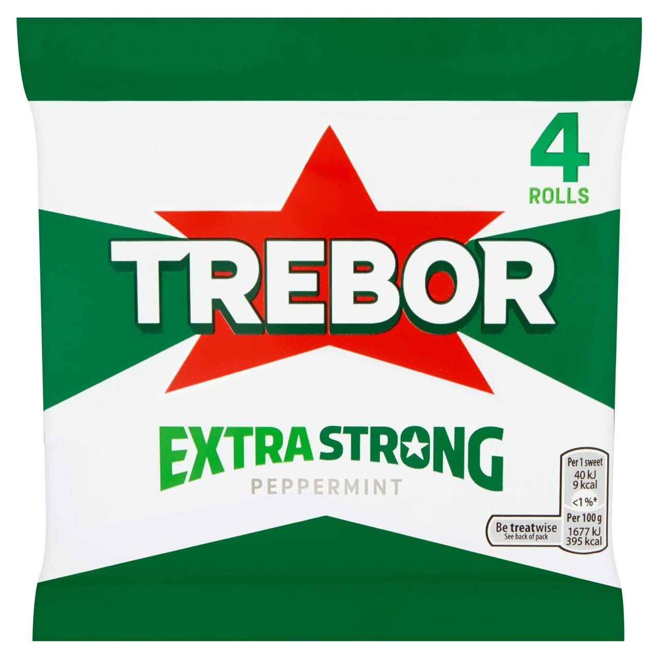 Trebor Extra Strong Peppermint 4 Rolls 41g (Pack of 2)