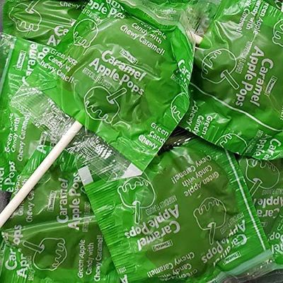 Klub Bulk Caramel Apple Lollipops, 1.5 lbs Tootsie Pops with Chewy Caramel, Green Apple Flavor, Gluten Free, Bulk Lollipops Individually Wrapped for Convenience (24 oz)