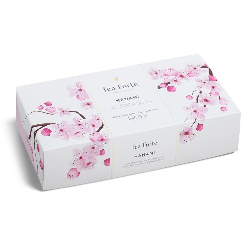 Tea Forte Cherry Blossom Organic Green Tea, Petite Presentation Box Tea Sampler Gift Set with 10 Handcrafted Pyramid Tea Infusers