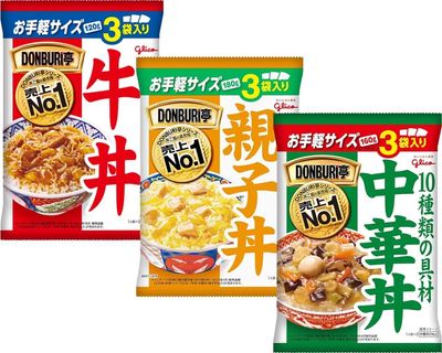 Glico Donburi-tei Set of 3 Types of Cooked Food to Eat on Rice 3 servings each With MAIKO sticker Pio big bazar
