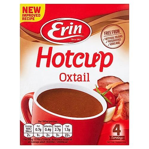 Erin Hot Cup Oxtail Soup 4 Pack 48G Made in Ireland with Pride