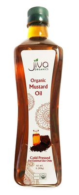 Jiva Organics Organic Mustard Oil 1 Liter Bottle (33.8 Ounce) - Non-GMO, Premium, Cold Pressed