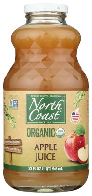 North Coast Organic Apple Juice, No Added Colors or Preservatives, No Added Sugar, Kosher, USDA Certified Organic, Gluten Free &amp; Non-GMO, 32 Fluid Ounce (Pack of 6)
