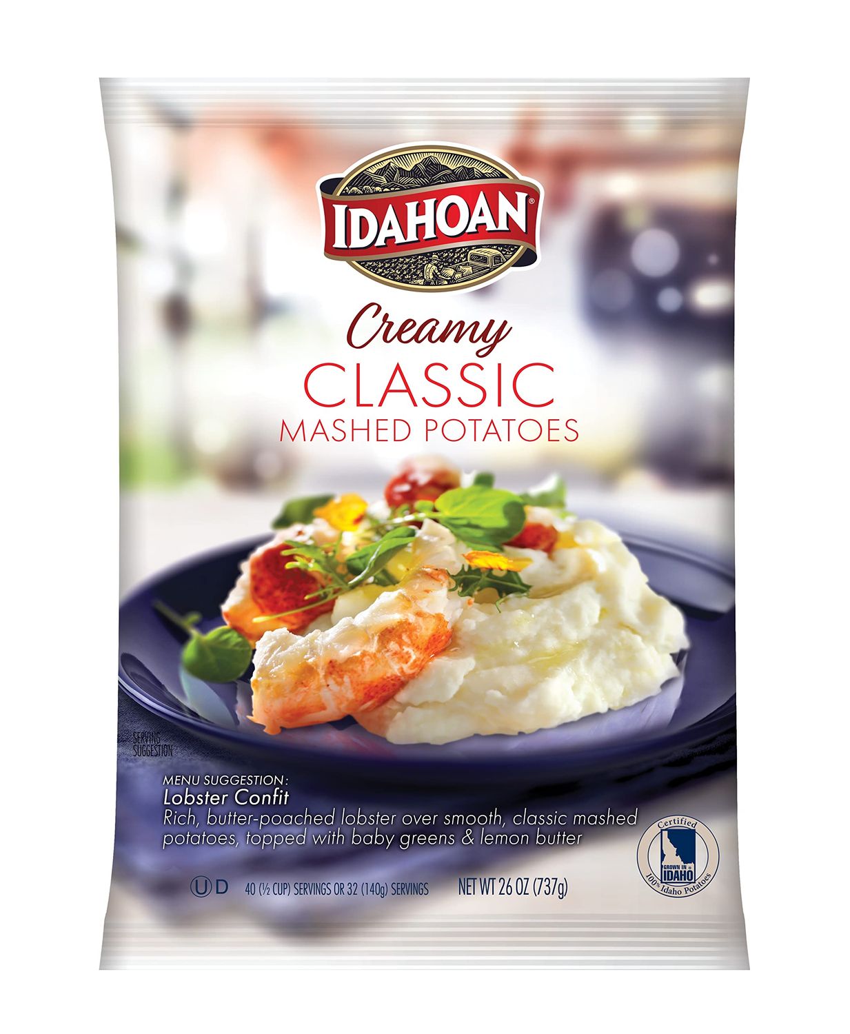 Idahoan Creamy Classic Mashed Potatoes, 26 oz. Pouches (Pack of 12)