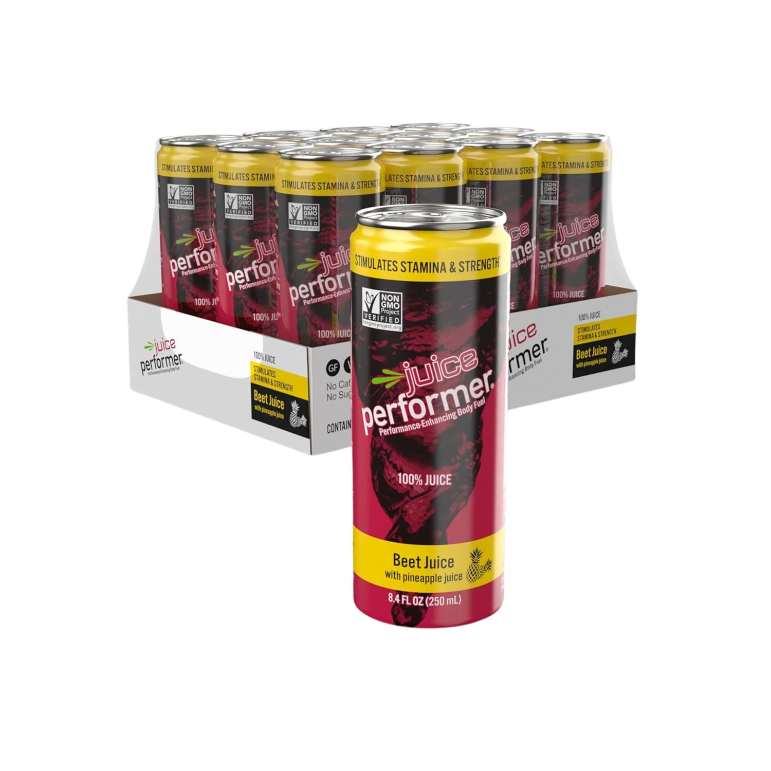 Juice Performer Beet Juice with Pineapple Juice - Natural Beetroot &amp; Pineapple - Boosts Stamina, Strength &amp; Muscle Recovery - Vegetable Juice, Superfood Athletic Fuel 8.4 Fl.Oz. (12 Pk)