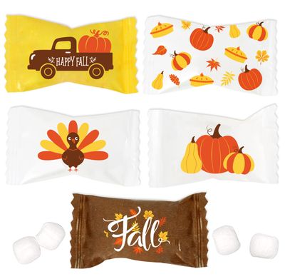 Thanksgiving Fall Butter Mint Candies Bag 100 Count Individually Wrapped Happy Harvest Mint Candy 13 Ounce Bags Goody Treat Sweets Autumn Leaves Pumpkins Turkey Truck Pie Holiday Party Supplies Decor