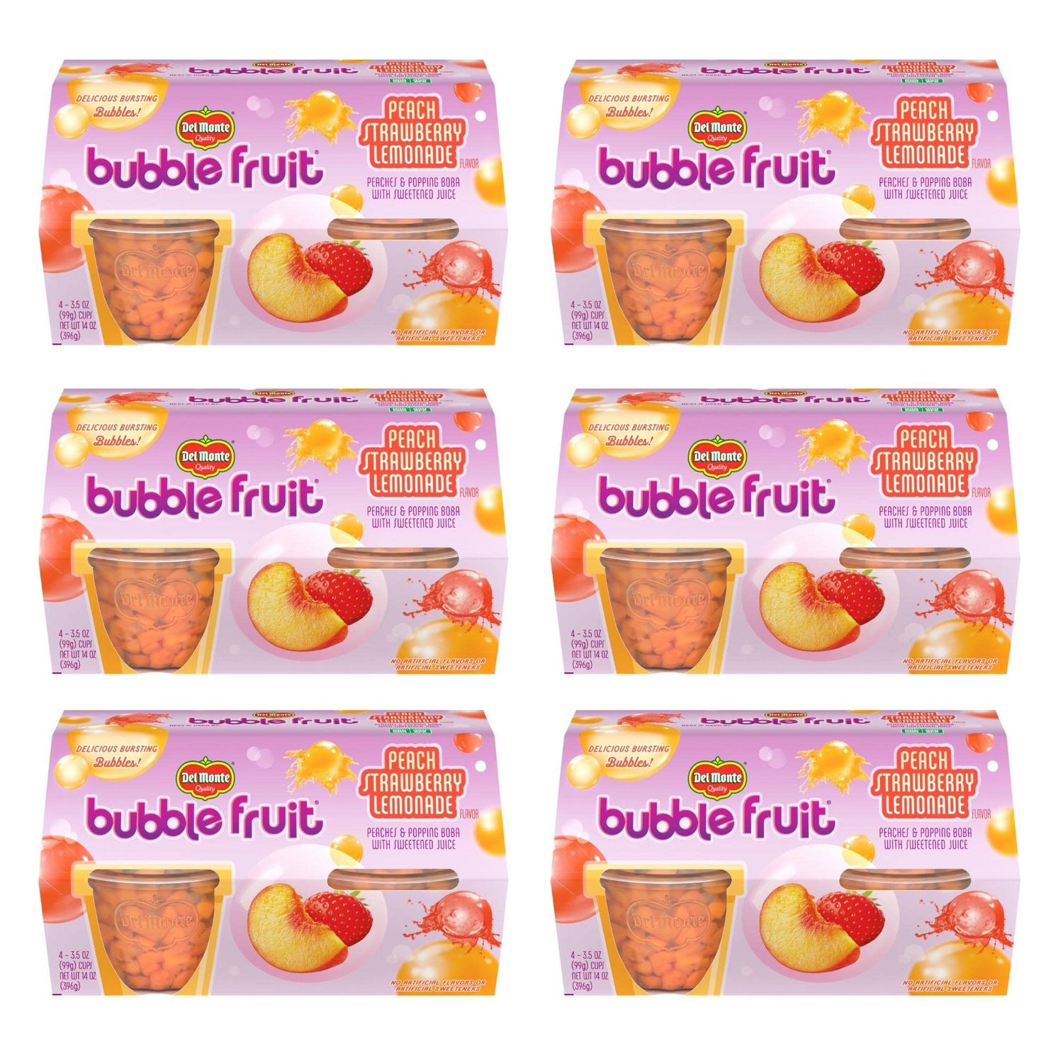 DEL MONTE BUBBLE FRUIT Pear Berry Pomegranate-Flavored FRUIT CUP Snacks, 24 Pack, 3.5 oz
