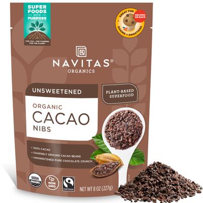 Navitas Organics Cacao Nibs, 8 oz. Bag, 76 Servings - Organic, Non-GMO, Fair Trade, Gluten-Free