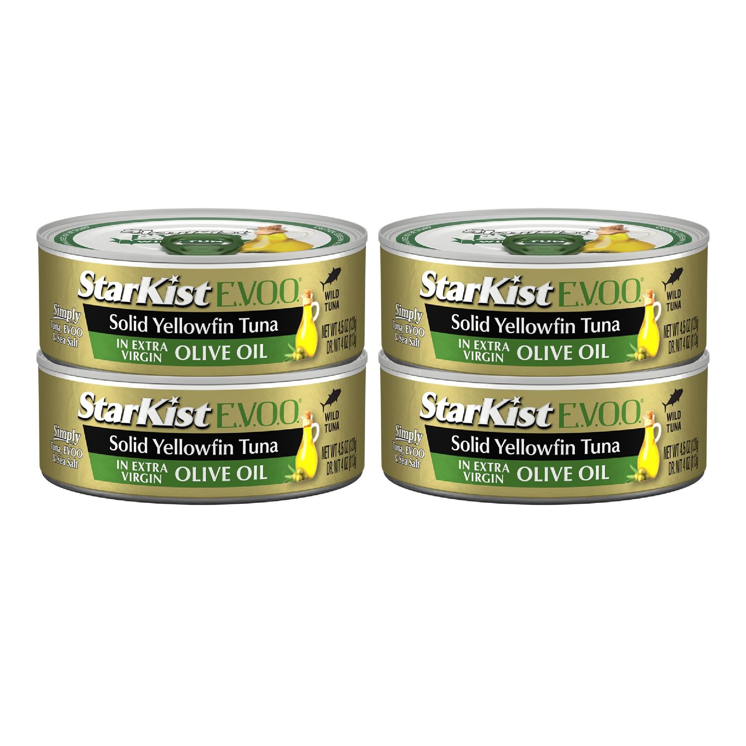 StarKist E.V.O.O. Solid Yellowfin Tuna in Extra Virgin Olive Oil - 4.5 oz Can (Pack of 4)
