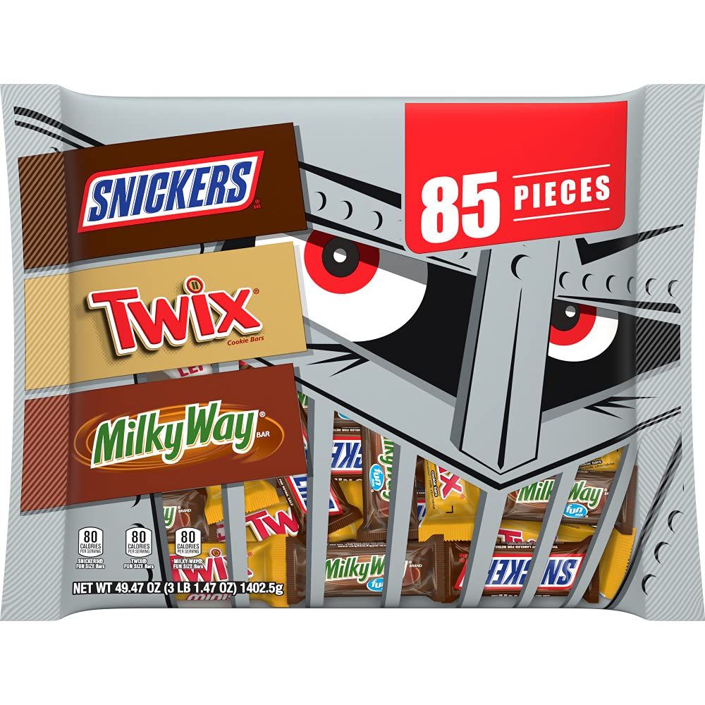 SNICKERS, TWIX &amp; MILKY WAY Chocolate Halloween Candy Bars Variety Pack - 49.47oz/85ct