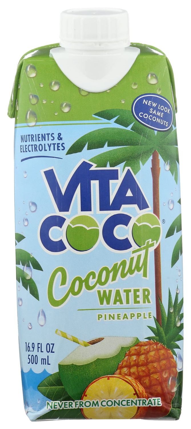Vita Coco Coconut Water, Pineapple, Naturally Hydrating Electrolyte Drink, Smart Alternative to Coffee, Soda and Sports Drinks, Gluten Free, 17 Fl. Oz (Pack of 12)