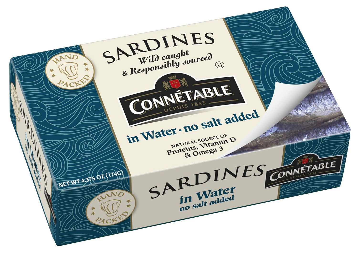 Sardines | Connetable | Sardines in Water | No salt added | 4.375 Ounce | Pack of 12