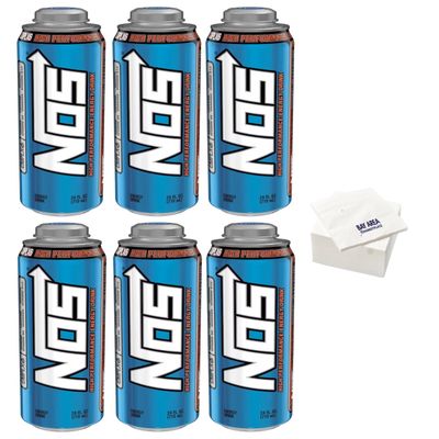 NOS Energy Drink, 24oz Cans, (Pack of 6) with Bay Area Marketplace Napkins