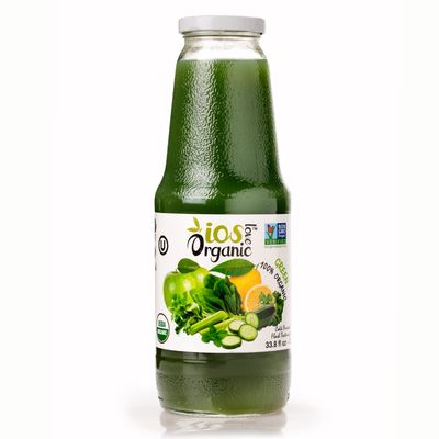 IOS Love Organic Juice - USDA Organic Certified - Cold Pressed, No Added Sugar, No Water, No Artificial Colors, No Preservatives, No Flavors Added, No Gluten - 33.8 Fl Oz (Green, Pack of 6)