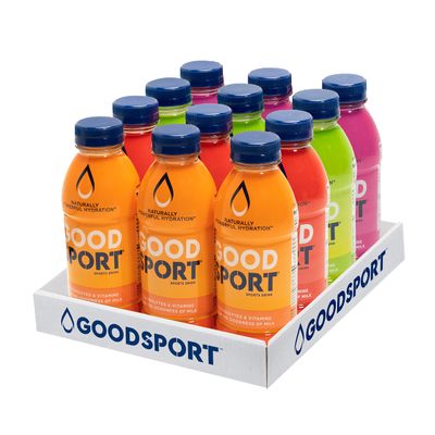 GoodSport Electrolyte Sports Drink, Rapid &amp; Long-lasting Hydration (16.9 Fl Oz (Pack of 12), Variety)