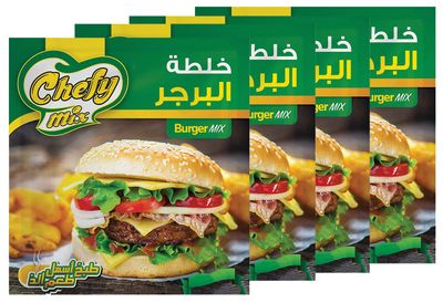 Burger Chefy Mix Spice Seasoning Premium Herb Blend Powder Mixes Ground Blends Gluten Free Indian Asian Baharat India Easier Cooking Tastiest Taste Halal Kosher (4 Packs = 7oz / 200 gm )
