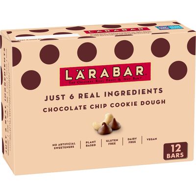 Larabar Chocolate Chip Cookie Dough, Gluten Free Fruit &amp; Nut Bar, 12 Ct