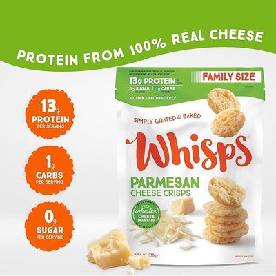 Whisps Cheese Crisps Parmesan Cheese | Protein Chips | Healthy Snacks | Protein Snacks, Gluten Free, High Protein, Low Carb Keto Food (6 Oz, 2 Pack)