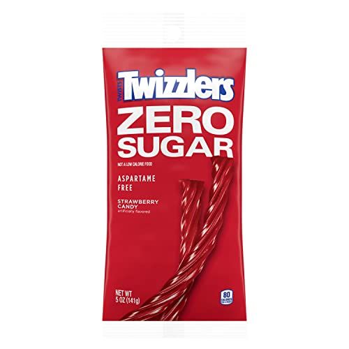 TWIZZLERS Zero Sugar Twists Strawberry Flavored Licorice Style, Candy Bags, 5 oz (12 Count)