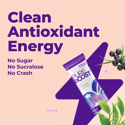 Pureboost Clean Energy Booster, Refreshing Energy Drink Mix with B12 Vitamins, Electrolytes, Antioxidants, Sugar-Free Energy with No Sucralose (Acai Alert, 30 Count)