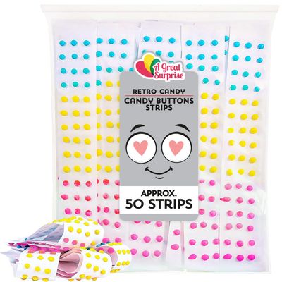 Candy Buttons Strips - Approx. 50 Paper Strips - Vintage 90s Candy Dots - Rainbow Pastel Candy - Bulk Candy Rolls - Fun Kids Candy