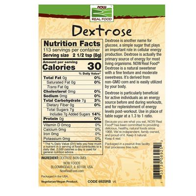 NOW Foods, Dextrose, Pure and Natural Sweetener, Easily Utilized by the Body, Energy Source, 32-Ounce (Packaging May Vary)