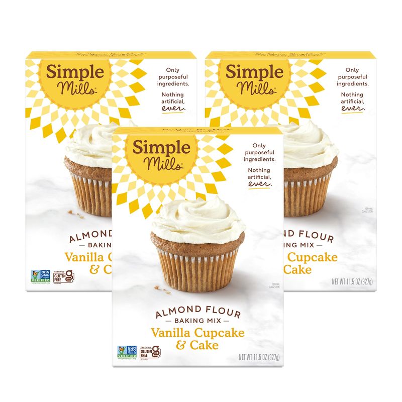Almond Flour Baking Mix, Vanilla Cupcake &amp; Cake Mix - Gluten Free, Plant Based, Paleo Friendly, 11.5 Ounce (Pack of 3)