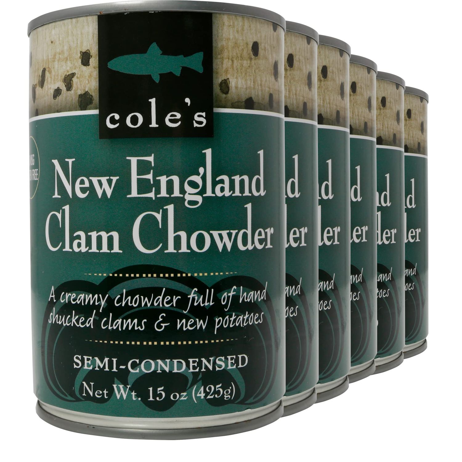 COLES FRESH NEW ENGLAND CLAM CHOWDER - Gluten Free, Fresh Soup, Chowder with New Potatoes and Clams, Six Pack- 15 oz Per Container
