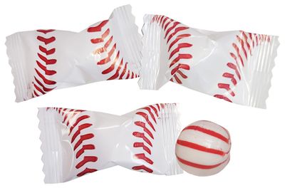 Baseball Themed Peppermints 100 Count Wrapped - Mint Candy