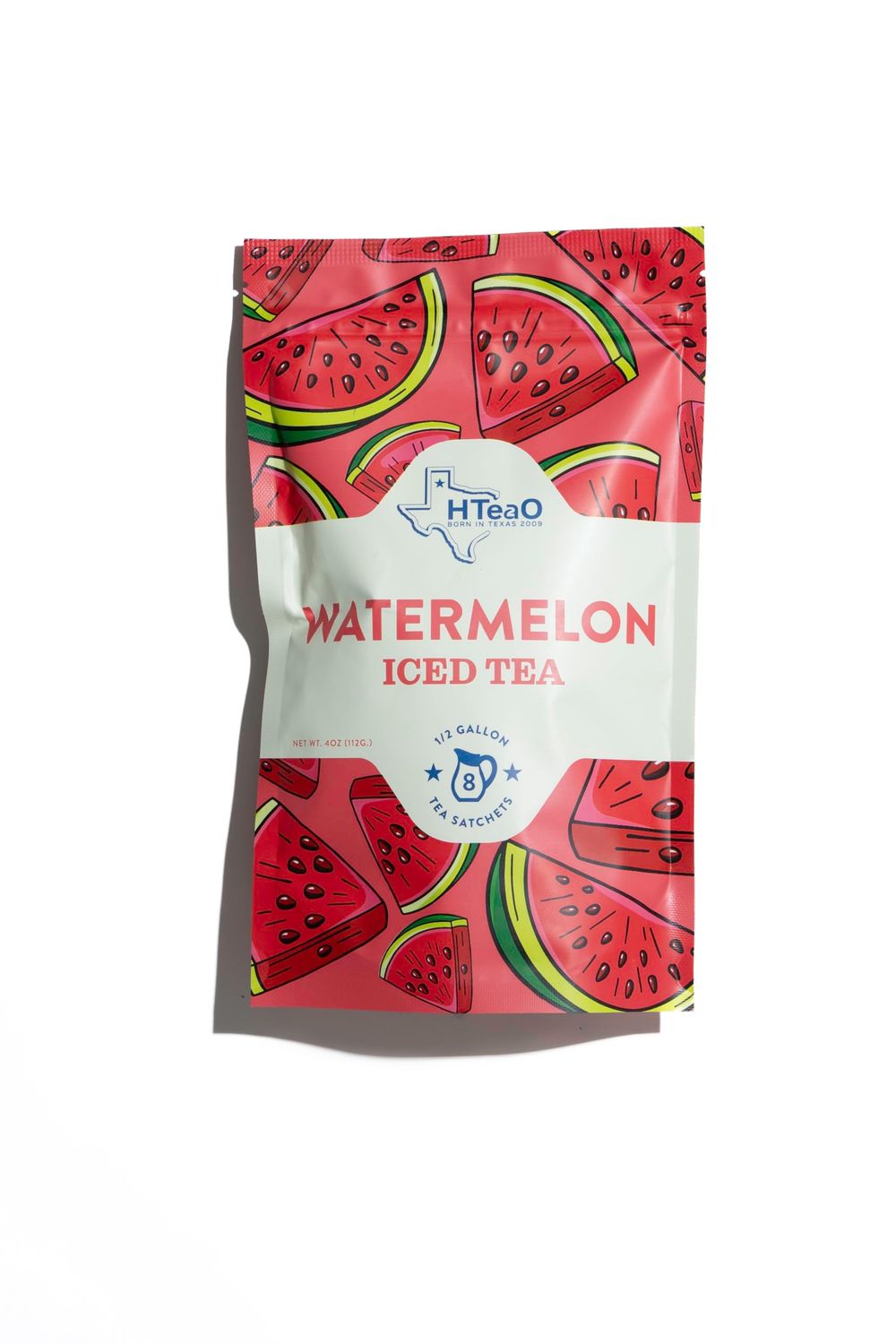 HTeaO Iced Tea Sachets - Watermelon Black Tea Mix for Instant Ice Tea - 4 Gallons Per Package - Real Texas-Style Flavored Iced Tea in 5 Minutes (Pack of 8 Sachet Bags)