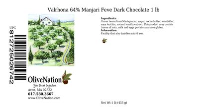Valrhona 64% Manjari Dark Bitter Sweet Chocolate Feve from OliveNation - 1 pound