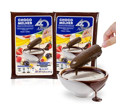 CHOCOMELHER Clasico 2 Pack Milk Chocolate Flavored Coating for Chocobananos Cobertura de Chocolate Best to Cover Frozen Bananas Strawberries Traditional Snack from El Salvador 2 of 1322 oz Bags